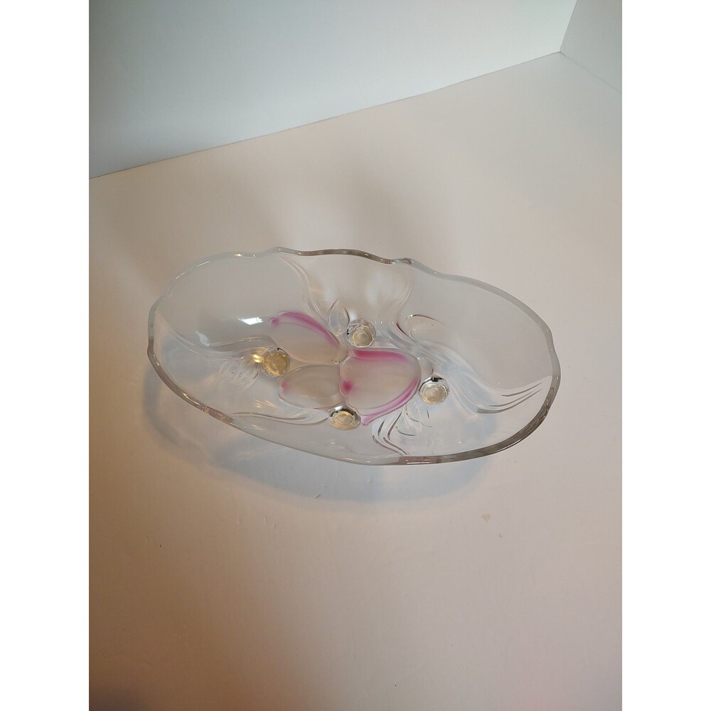 Mikasa STUDIO NOVA Frosted Pink Tulip Flower Serving, Dessert, Dish, Elegant